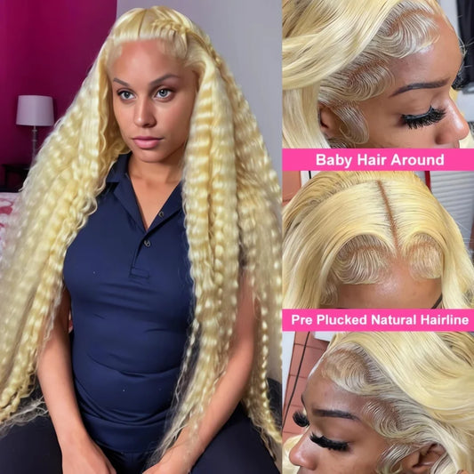 613 Blonde Curly human hair