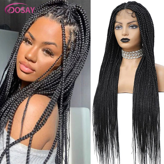 36" Full Lace Braided Wigs Synthetic Hair Box Braids Lace Front Wigs Knotless Braided