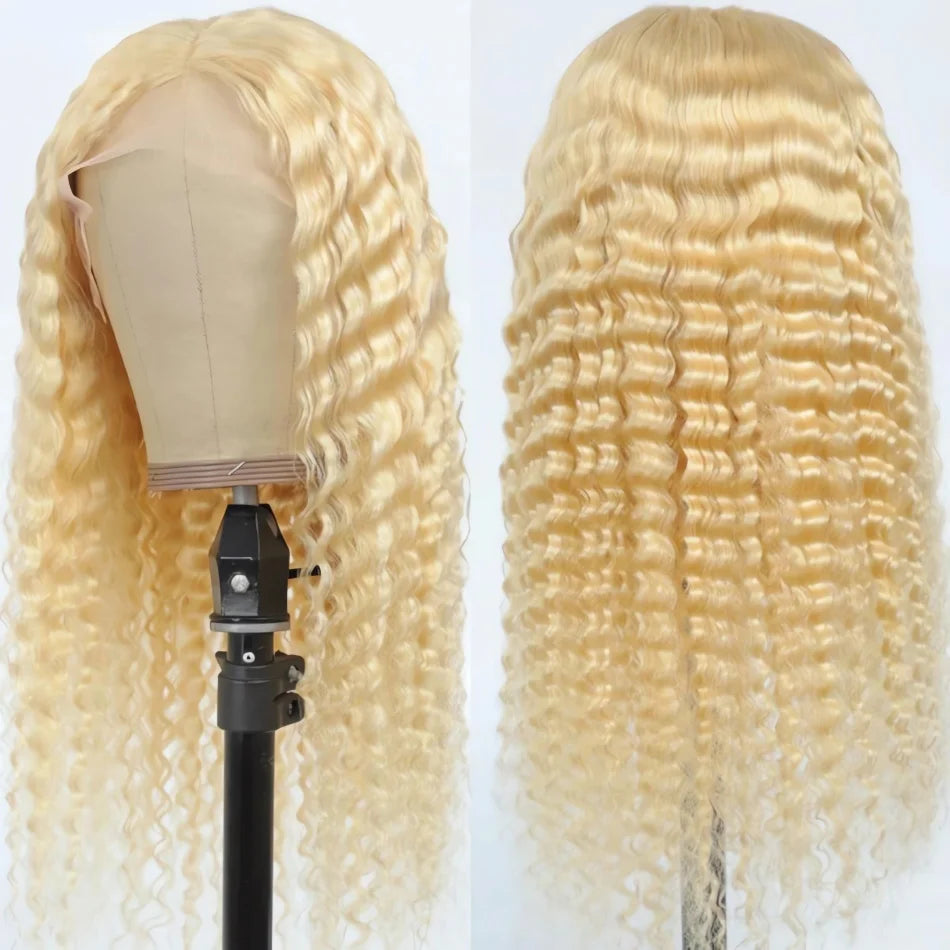 613 Blonde Curly human hair