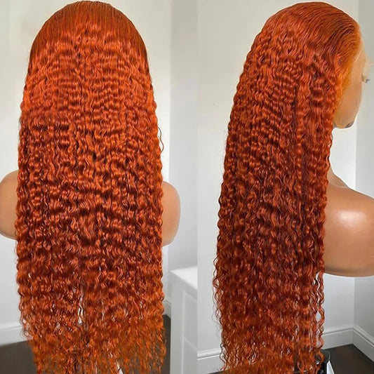 Ginger Orange 30 40 inch Lace Front Wig Human Hair